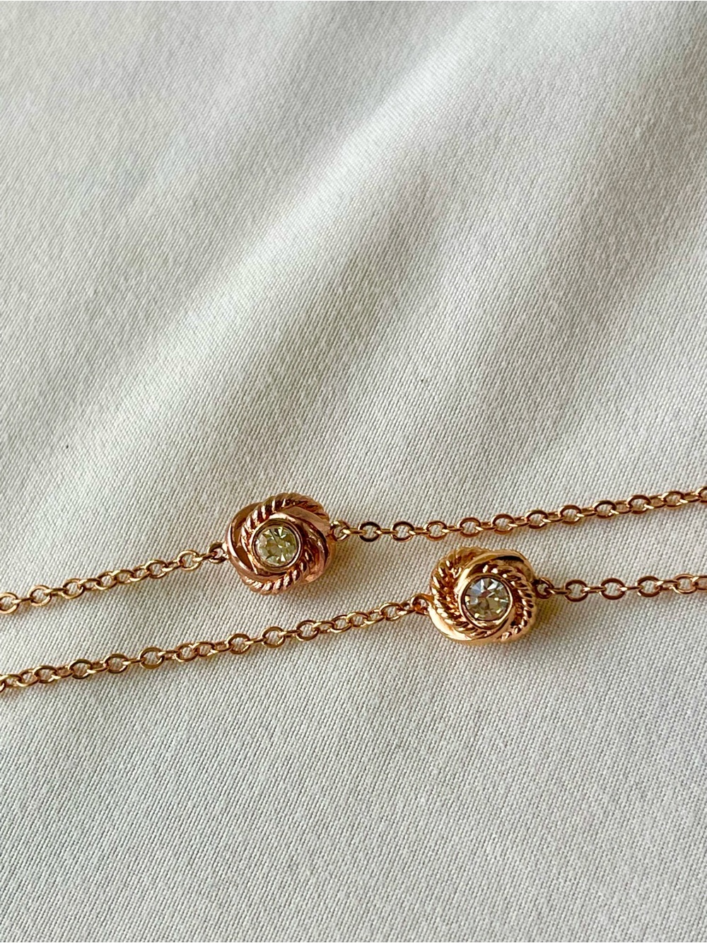 Kate Spade Rose Gold Tone Knot Necklace with Crystals